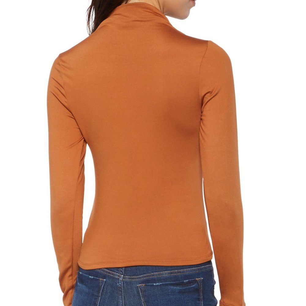 Solid Mock Neck Long Sleeve Top - image 2